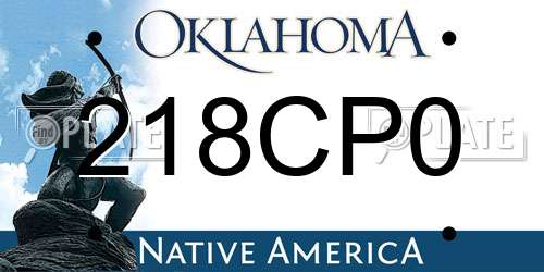 218CP0 Oklahoma License Plate