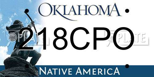 218CPO Oklahoma License Plate