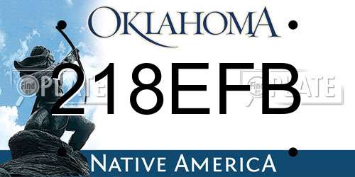 218EFB Oklahoma License Plate