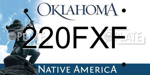 220FXF Oklahoma License Plate