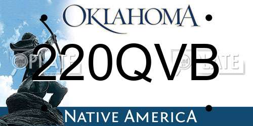 220QVB Oklahoma License Plate