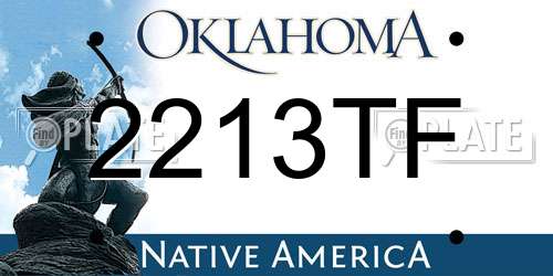 2213TF Oklahoma License Plate