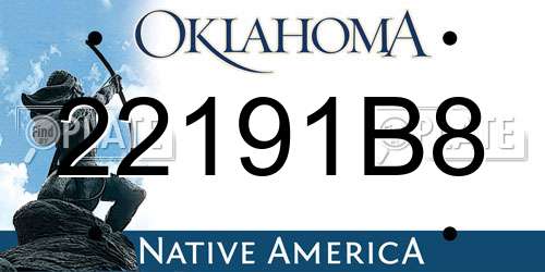 22191B8 Oklahoma License Plate
