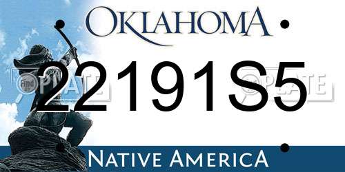 22191S5 Oklahoma License Plate