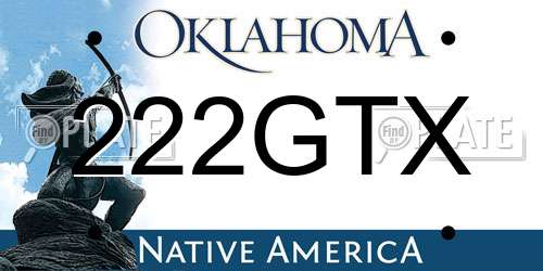 222GTX Oklahoma License Plate