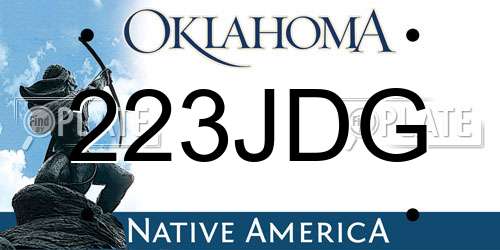 223JDG Oklahoma License Plate