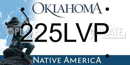 225LVP Oklahoma License Plate