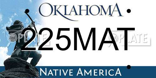 225MAT Oklahoma License Plate
