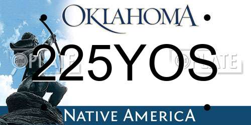 225YOS Oklahoma License Plate