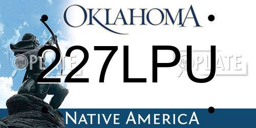 227LPU Oklahoma License Plate