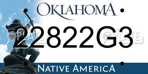 22822G3 Oklahoma License Plate