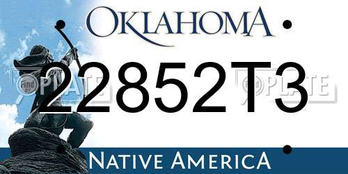 22852T3 Oklahoma License Plate