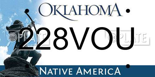 228VOU Oklahoma License Plate