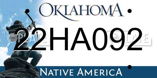 22HA092 Oklahoma License Plate