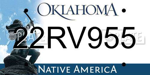 22RV955 Oklahoma License Plate
