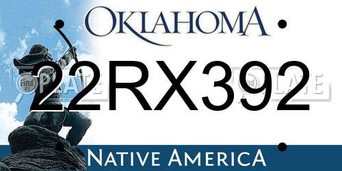 22RX392 Oklahoma License Plate