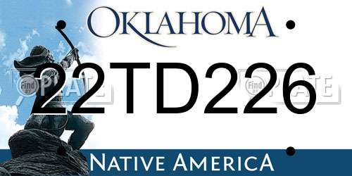 22TD226 Oklahoma License Plate
