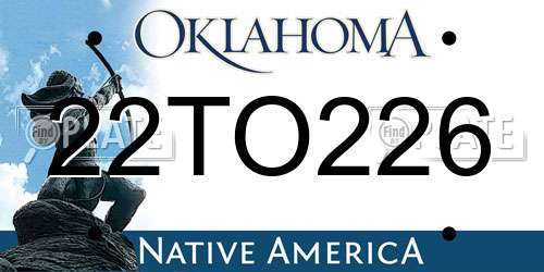 22TO226 Oklahoma License Plate