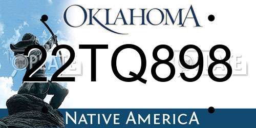 22TQ898 Oklahoma License Plate