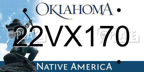 22VX170 Oklahoma License Plate