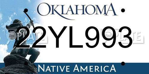 22YL993 Oklahoma License Plate