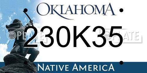230K35 Oklahoma License Plate