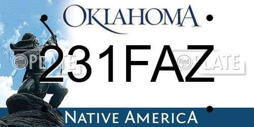 231FAZ Oklahoma License Plate