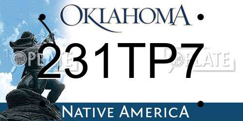 231TP7 Oklahoma License Plate