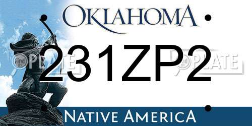 231ZP2 Oklahoma License Plate
