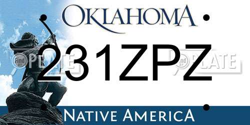 231ZPZ Oklahoma License Plate
