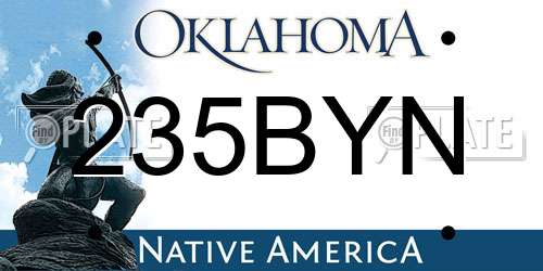 235BYN Oklahoma License Plate