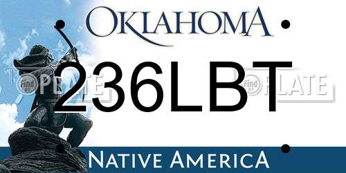 236LBT Oklahoma License Plate