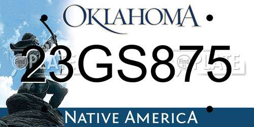 23GS875 Oklahoma License Plate