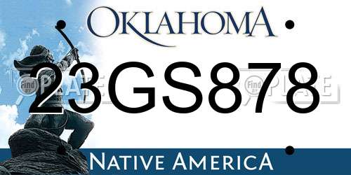23GS878 Oklahoma License Plate