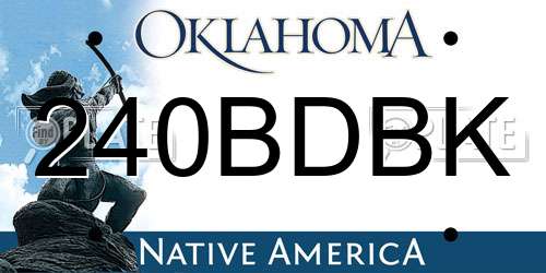 240BDBK Oklahoma License Plate