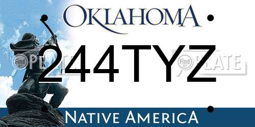 244TYZ Oklahoma License Plate