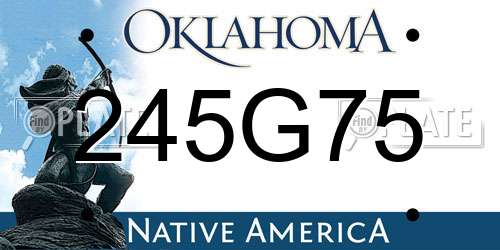 245G75 Oklahoma License Plate