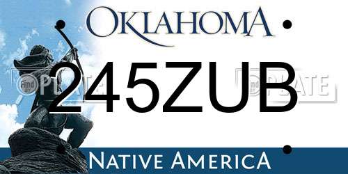 245ZUB Oklahoma License Plate