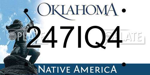 247IQ4 Oklahoma License Plate