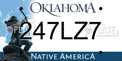 247LZ7 Oklahoma License Plate