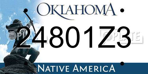 24801Z3 Oklahoma License Plate