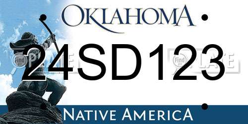 24SD123 Oklahoma License Plate