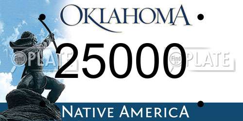 25000 Oklahoma License Plate