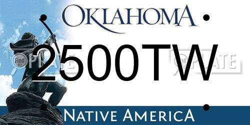 2500TW Oklahoma License Plate