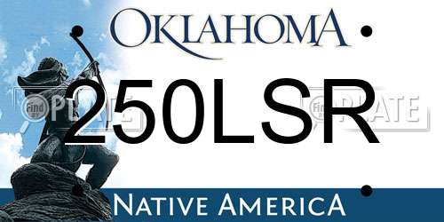 250LSR Oklahoma License Plate