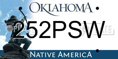 252PSW Oklahoma License Plate