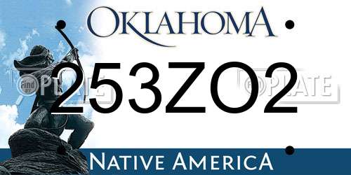 253ZO2 Oklahoma License Plate
