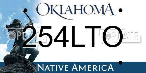 254LTO Oklahoma License Plate