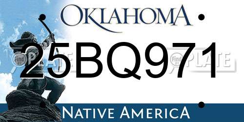 25BQ971 Oklahoma License Plate