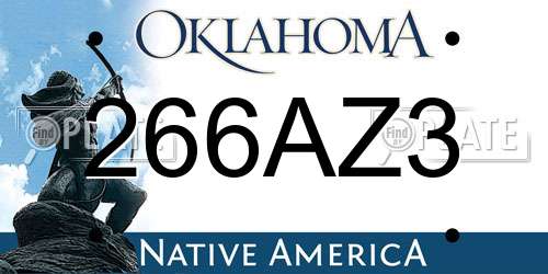 266AZ3 Oklahoma License Plate